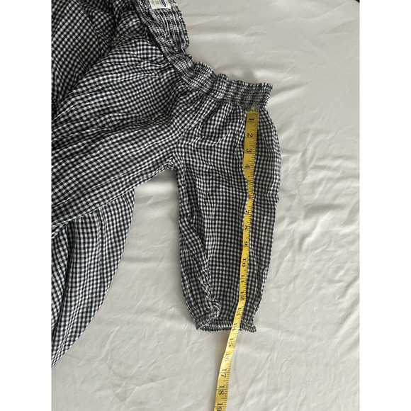 Old Navy Gingham Plaid Off Shoulder Midi Peasant Dress Womens Size XXL Black - Picture 8 of 8